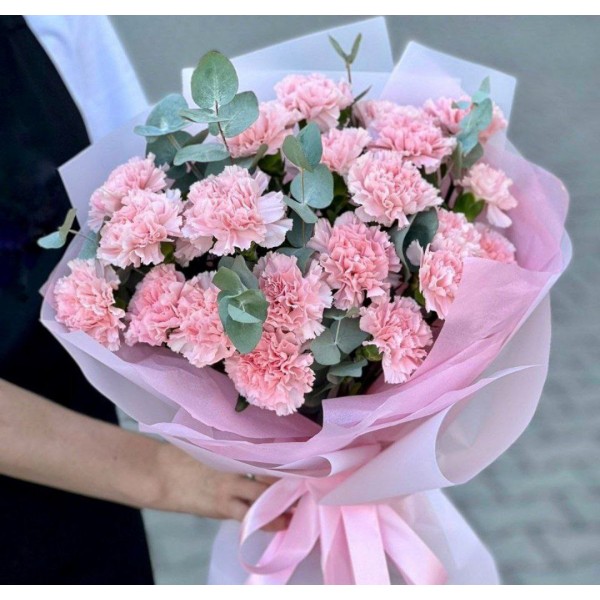 21 диантус с эвкалиптом